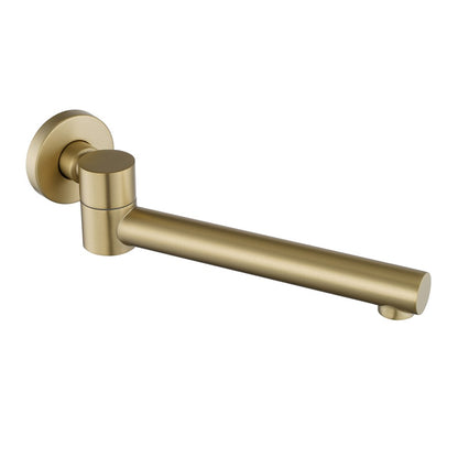 Round Light Brushed Brass Bathtub/Basin Swivel Wall Spout