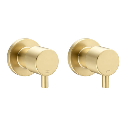 Round Light Brushed Brass Shower Wall Taps