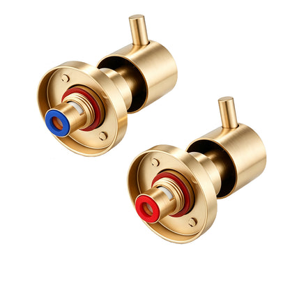 Round Light Brushed Brass Shower Wall Taps