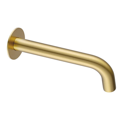 LUCID PIN Series Round Light Brushed Brass Bathtub/Basin Wall Spout(60mm Flat Back Plate)