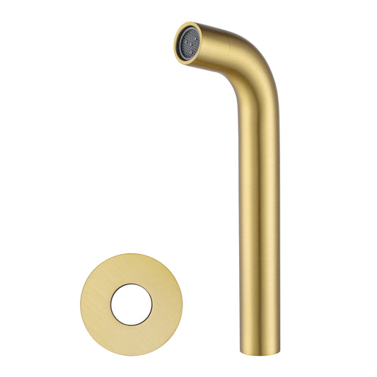 LUCID PIN Series Round Light Brushed Brass Bathtub/Basin Wall Spout(60mm Flat Back Plate)