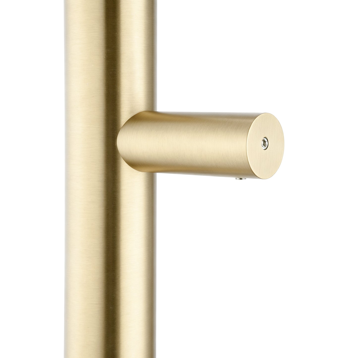Round Vertical Light Brushed Brass Electric Heated Towel Rack Single Bar