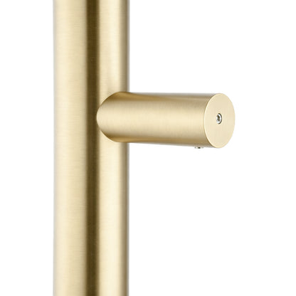Round Vertical Light Brushed Brass Electric Heated Towel Rack Single Bar