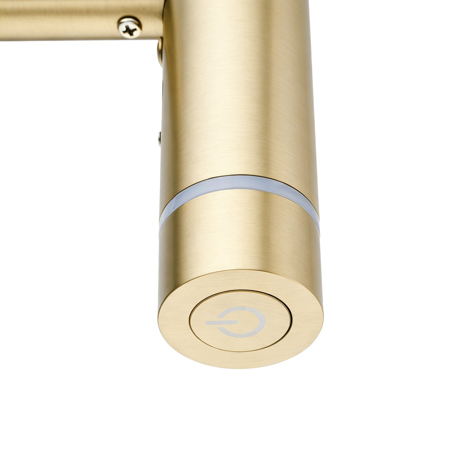 Round Vertical Light Brushed Brass Electric Heated Towel Rack Single Bar
