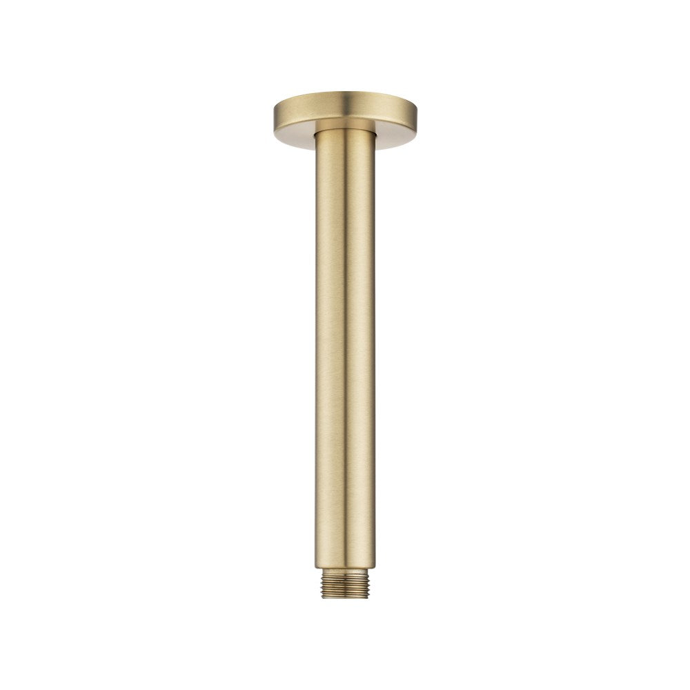 Round Light Brushed Brass Ceiling Shower Arm 200mm