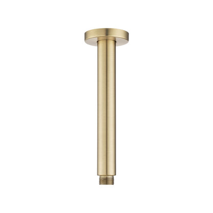 Round Light Brushed Brass Ceiling Shower Arm 200mm