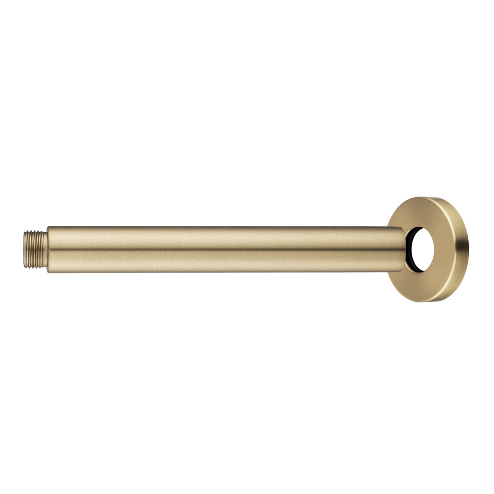 Round Light Brushed Brass Ceiling Shower Arm 200mm