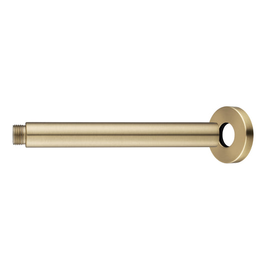 Round Light Brushed Brass Ceiling Shower Arm 200mm