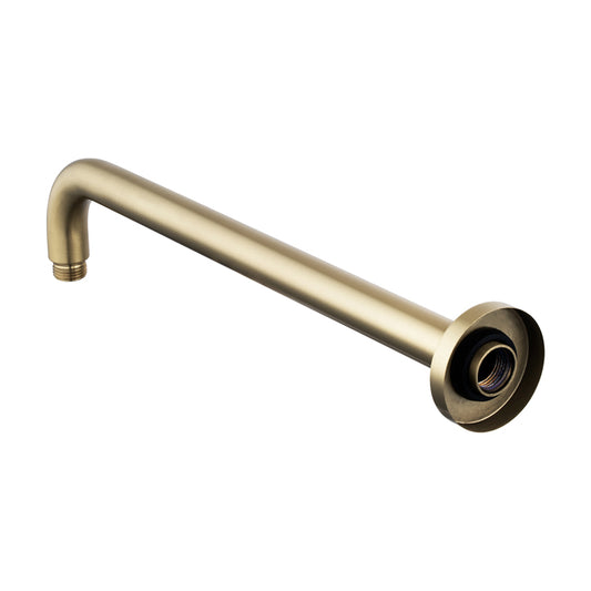 Round Light Brushed Brass Wall Straight Shower Arm 400mm