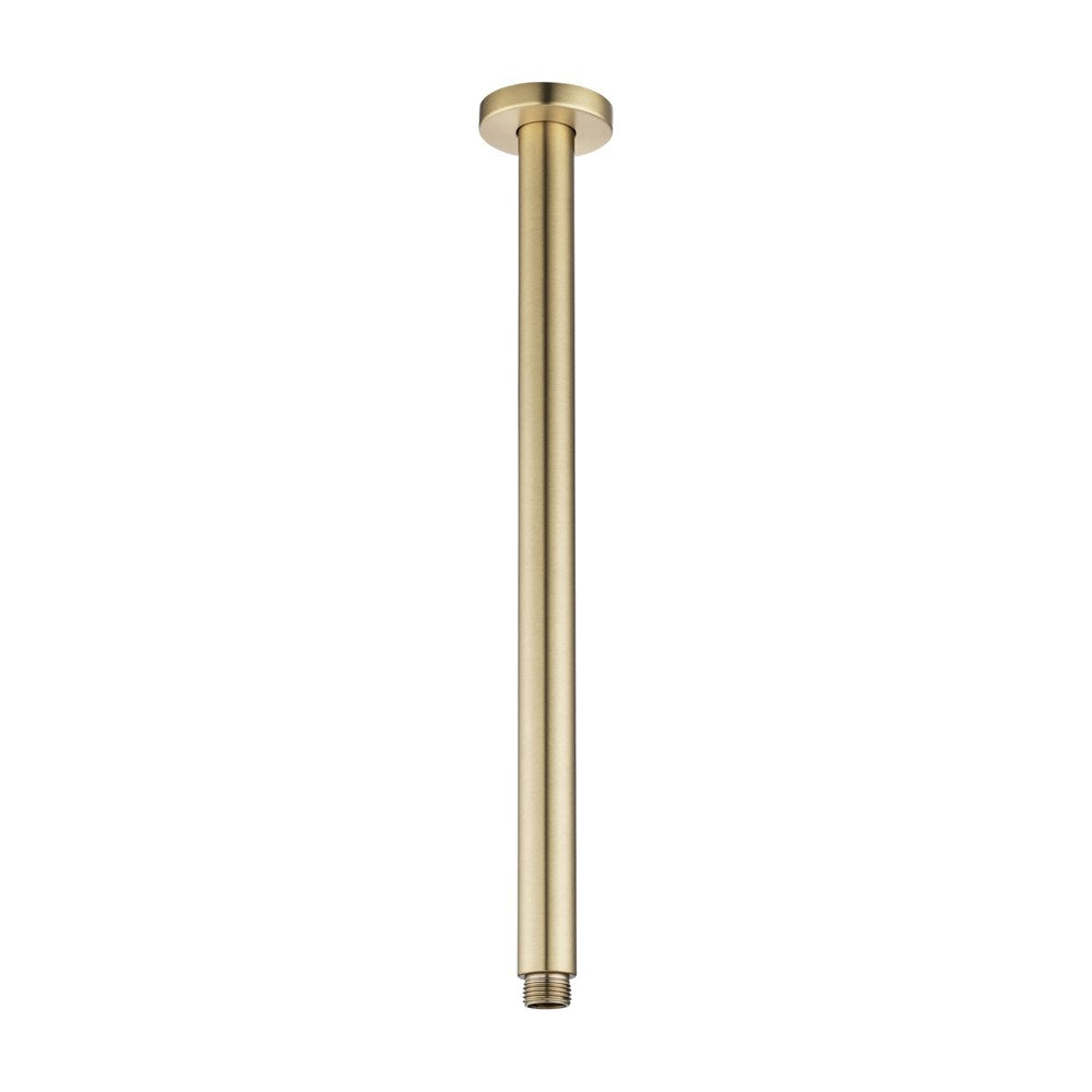 Round Light Brushed Brass Ceiling Shower Arm 400mm