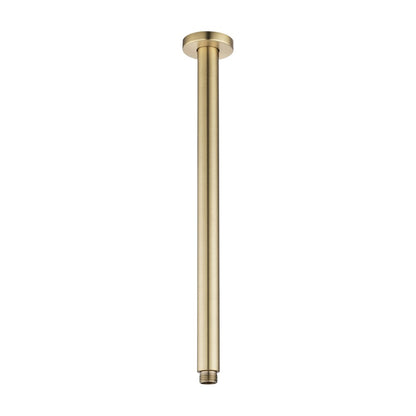 Round Light Brushed Brass Ceiling Shower Arm 400mm