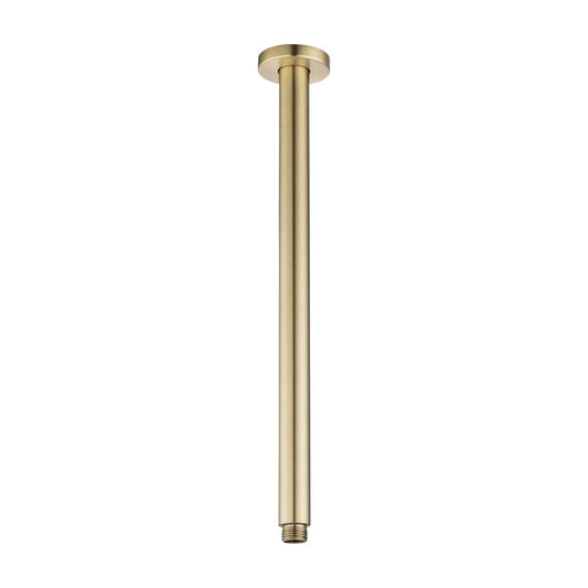 Round Light Brushed Brass Ceiling Shower Arm 400mm