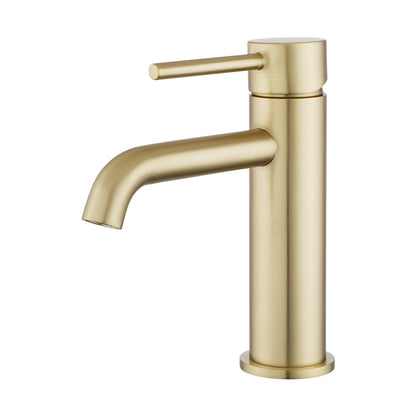 LUCID PIN Series Round Light Brushed Brass Basin Mixer