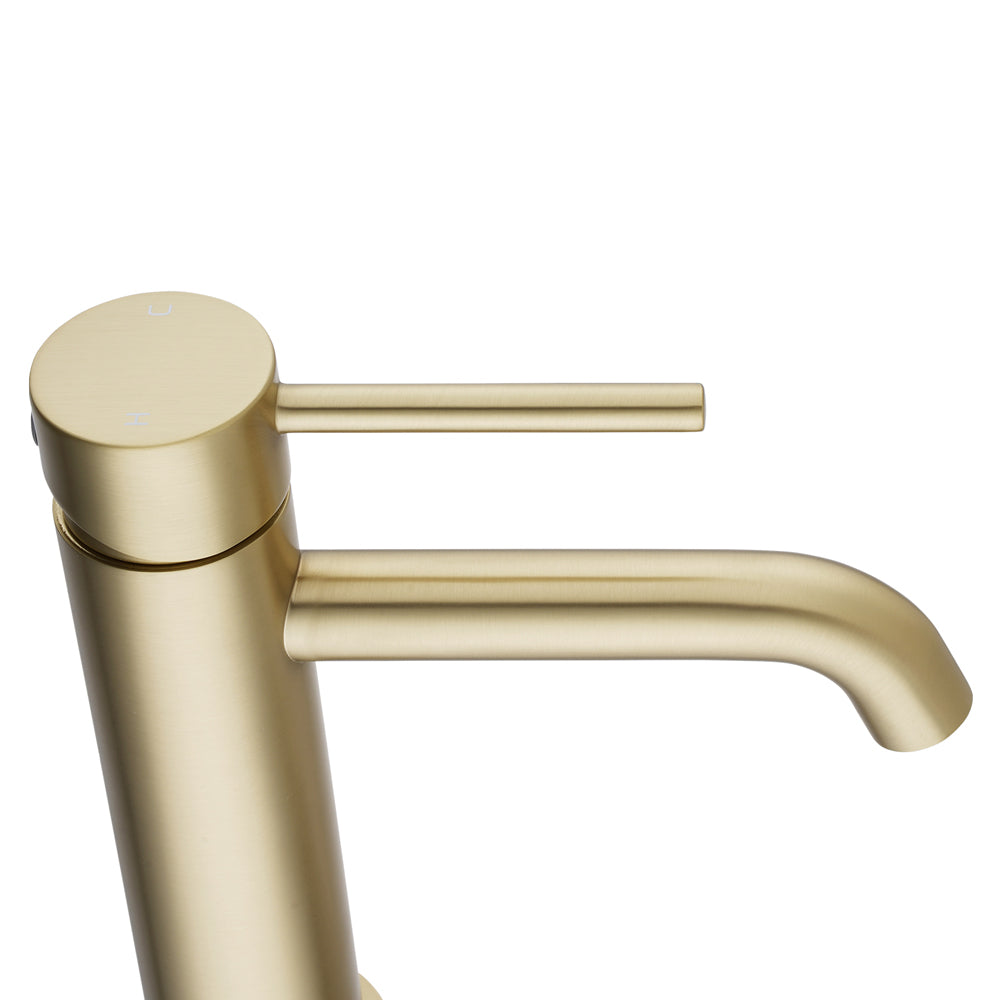 LUCID PIN Series Round Light Brushed Brass Basin Mixer