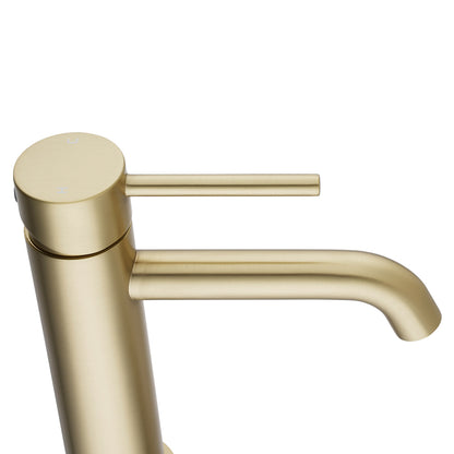LUCID PIN Series Round Light Brushed Brass Basin Mixer