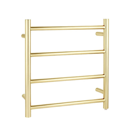 Round Light Brushed Brass Electric Heated Towel Rack 4 Bars