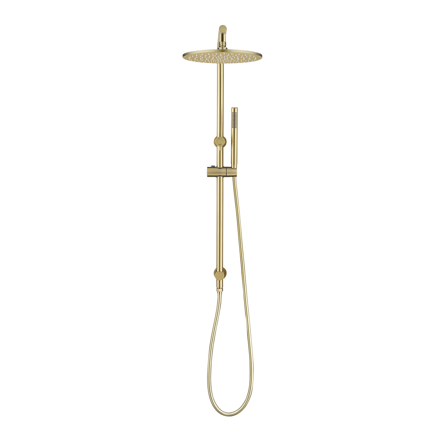 10'' Round Light Brushed Brass Shower Station Top Water Inlet(Right Angle)