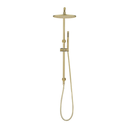 10'' Round Light Brushed Brass Shower Station Top Water Inlet(Right Angle)