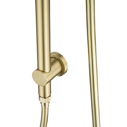 10'' Round Light Brushed Brass Shower Station Top Water Inlet(Right Angle)