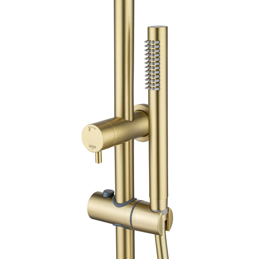 10'' Round Light Brushed Brass Shower Station Top Water Inlet(Right Angle)