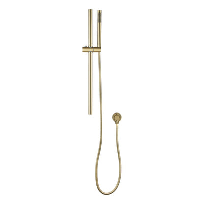 Round Light Brushed Brass Stainless Steel Rail with Handheld Shower,Fixed Wall Connector Set