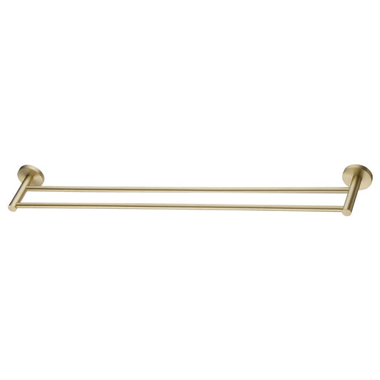 LUCID PIN Series Light Brushed Brass Double Towel Rail Rail 790mm