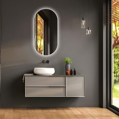 Oval Shape Backlit LED Frameless Mirror -  500x1000mm