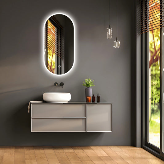 Oval Acrylic LED Frameless Mirror - 600x900mm