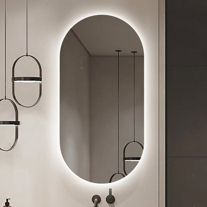 Oval/Pill Shape Backlit LED Frameless Mirror - 450x900mm