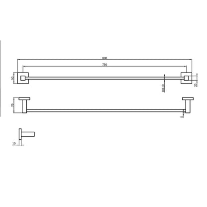 Lauren Elite Double Towel Rail - Chrome