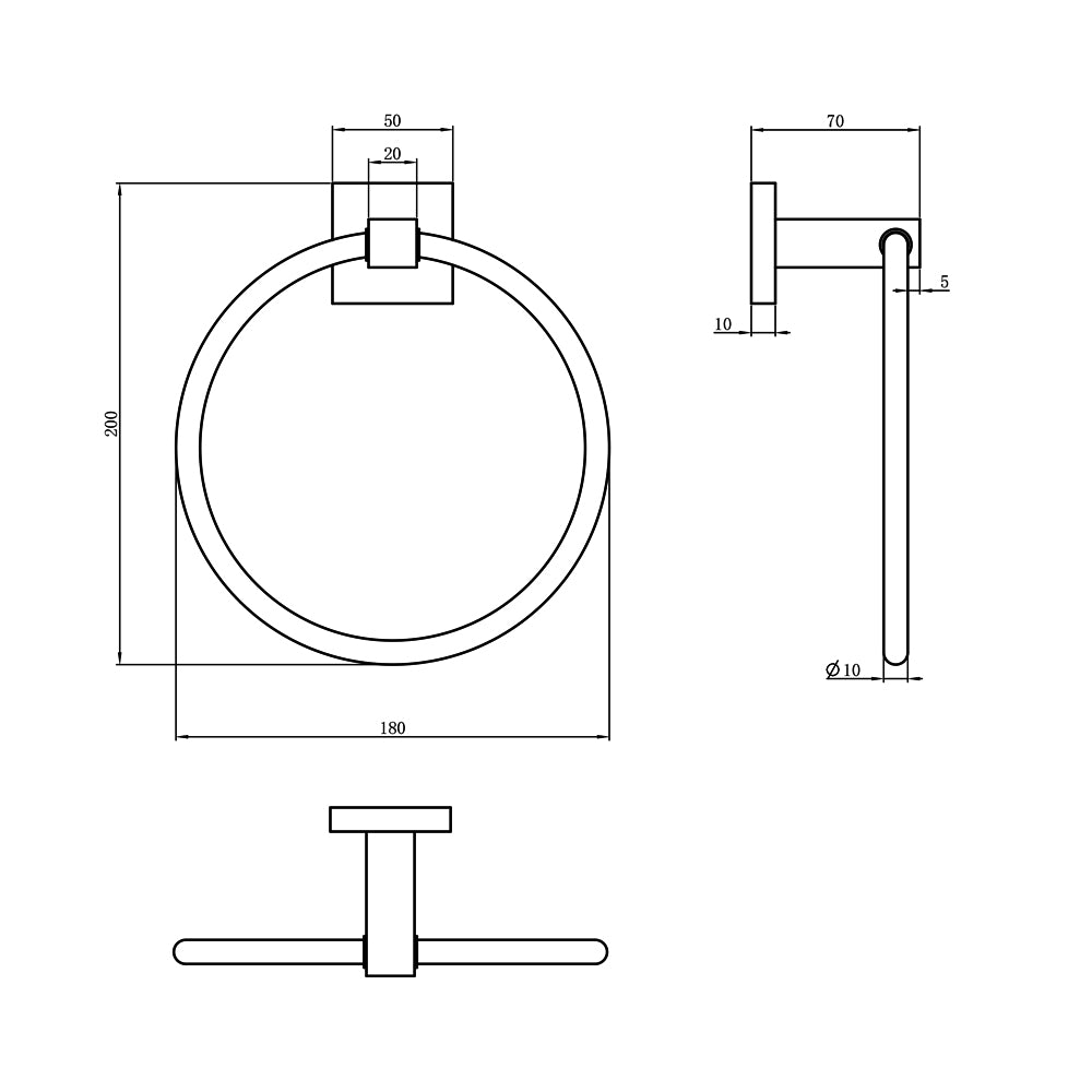 Lauren Elite Towel Ring - Matte Black