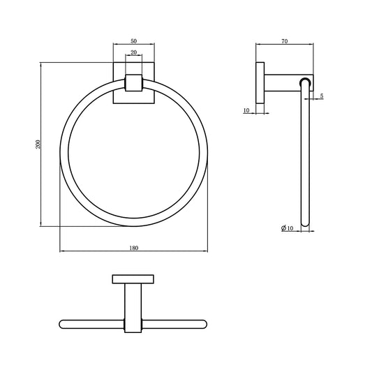 Lauren Elite Towel Ring - Matte Black