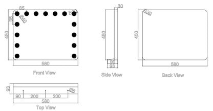 580×450mm LED Frontlit Makeup Mirror | LED-5845-MU