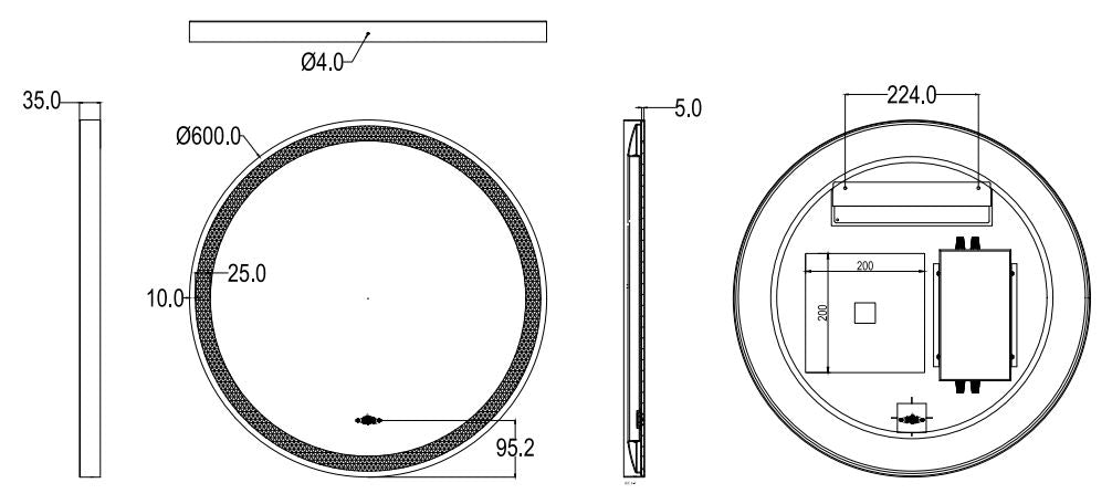600mm Luna Iron Framed LED Mirror - Brushed Gold