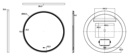 900mm Luna Iron Framed LED Mirror - Brushed Nickel