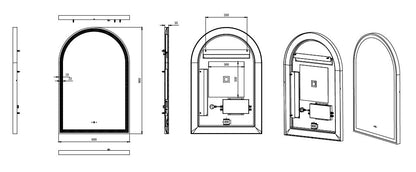600mm Aura Iron Framed LED Mirror - Matte Black