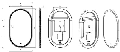 600mm Olivia Iron Framed LED Mirror - Gun Metal