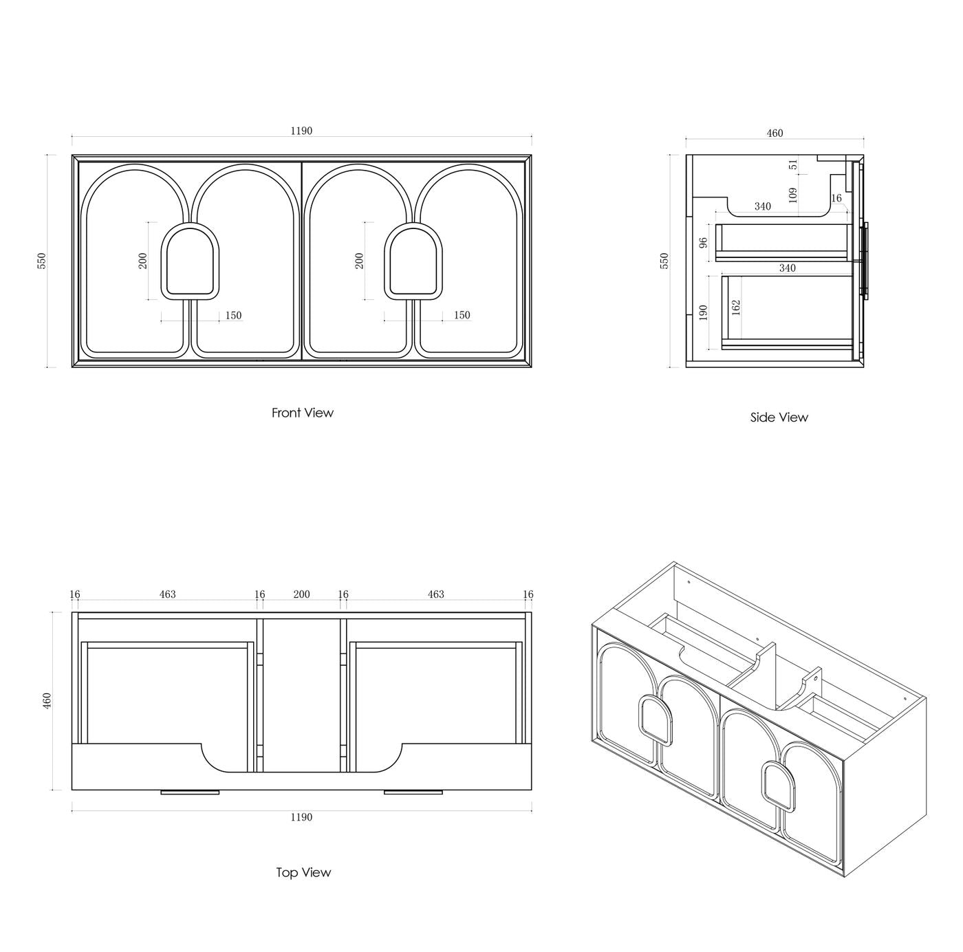 1200mm Laguna Mark II  Woodland Oak Freestanding Vanity Cabinet with Legs