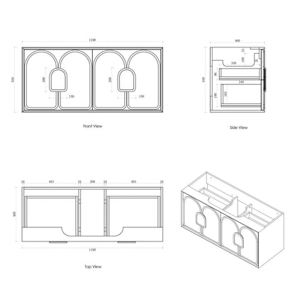 1200mm Laguna Mark II  Woodland Oak Freestanding Vanity Cabinet with Legs
