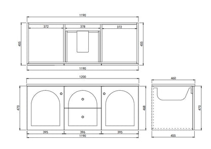 1200mm Chester Federation wall hung PVC
  Cabinet - Matte White - LK-FC1221W-MW