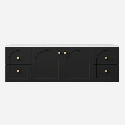 1500mm Chester Federation wall hung PVC
  Cabinet - Matte Black - LK-FC154W-MB