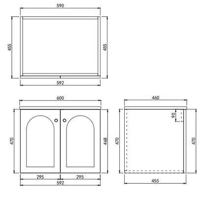 600mm Chester Federation wall hung PVC
  Cabinet - Olive Green - LK-FC64W-MG
