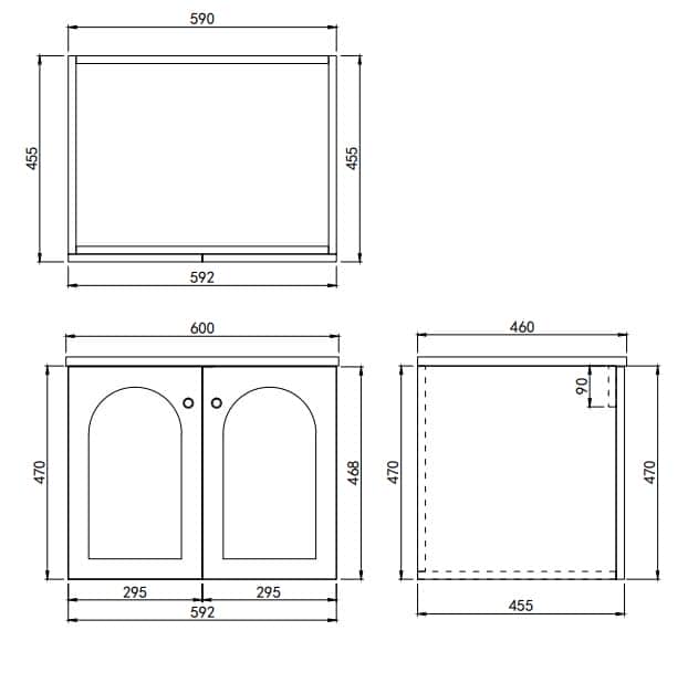600mm Chester Federation wall hung PVC
  Cabinet - Matte White - LK-FC64W-MW