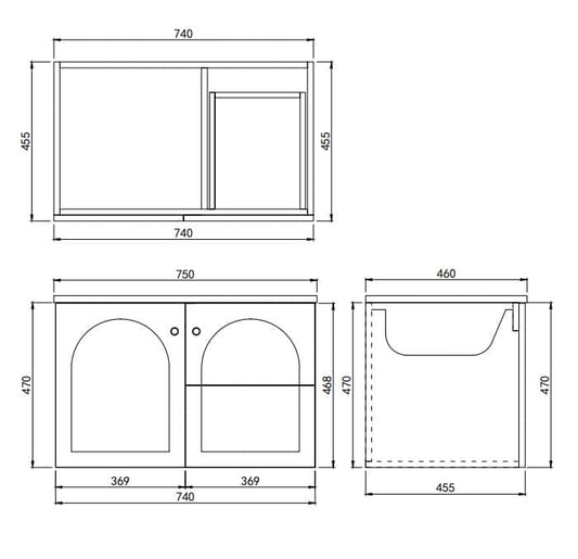 750mm Chester Federation wall hung PVC
  Cabinet - Matte White - LK-FC74RW-MW