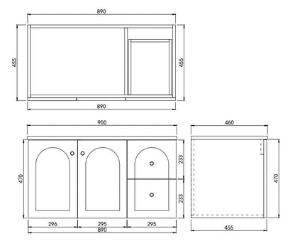 900mm Chester Federation wall hung PVC
  Cabinet - Olive Green - LK-FC94RW-MG