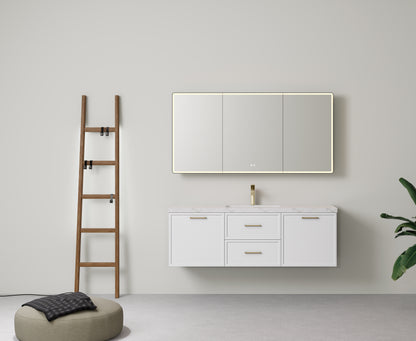 1500mm  Kingsley Federation Fluted Wall Hung PVC Cabinet - Matt White - Cabinet Only