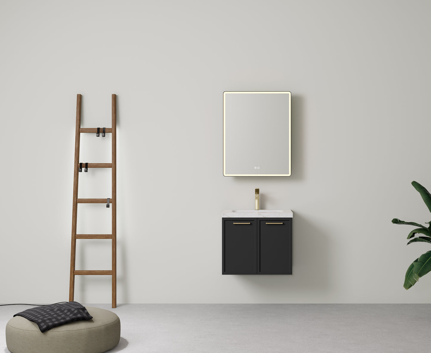 600mm Kingsley Federation Fluted Wall Hung PVC Cabinet - Matt Black - Cabinet Only