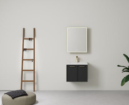 600mm Kingsley Federation Fluted Wall Hung PVC Cabinet - Matt Black - Cabinet Only