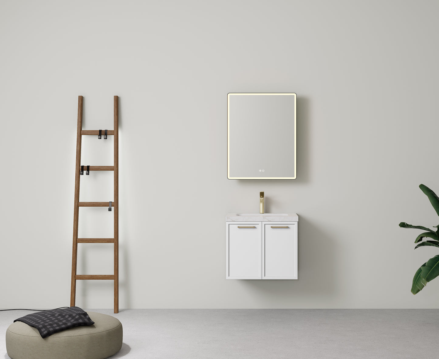 600mm Kingsley Federation Fluted Wall Hung PVC Cabinet - Matt White - Cabinet Only