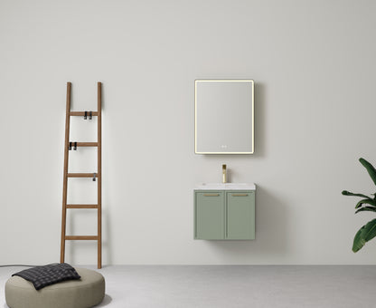 600mm Kingsley Federation Fluted Wall Hung PVC Cabinet - Olive Green - Cabinet Only